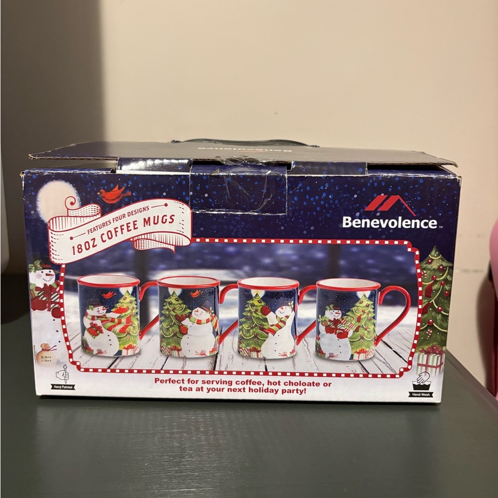 Holiday Coffee Mugs Set - Blue and Red